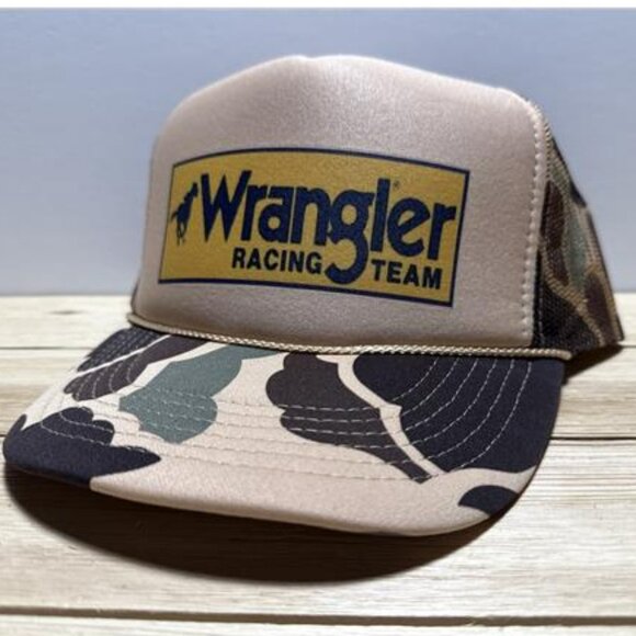 Rare Retro Vintage Style Wrangler Racing Team Hat Trucker Cap Hunting 80s NASCAR main image 5